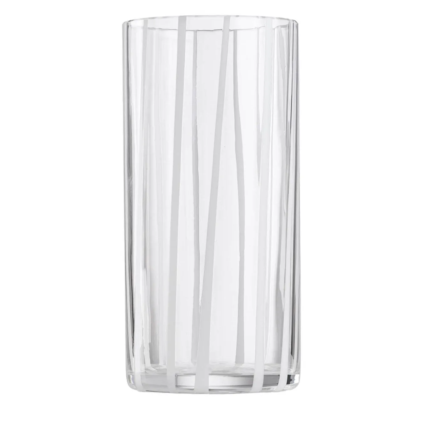 Cyrcus Striped White and Transparent Murano Glass Highball Glass