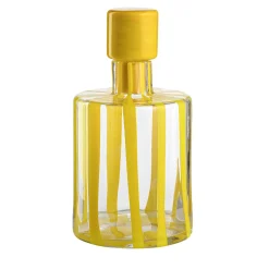 Cyrcus Striped Yellow & Transparent Murano Glass Bottle