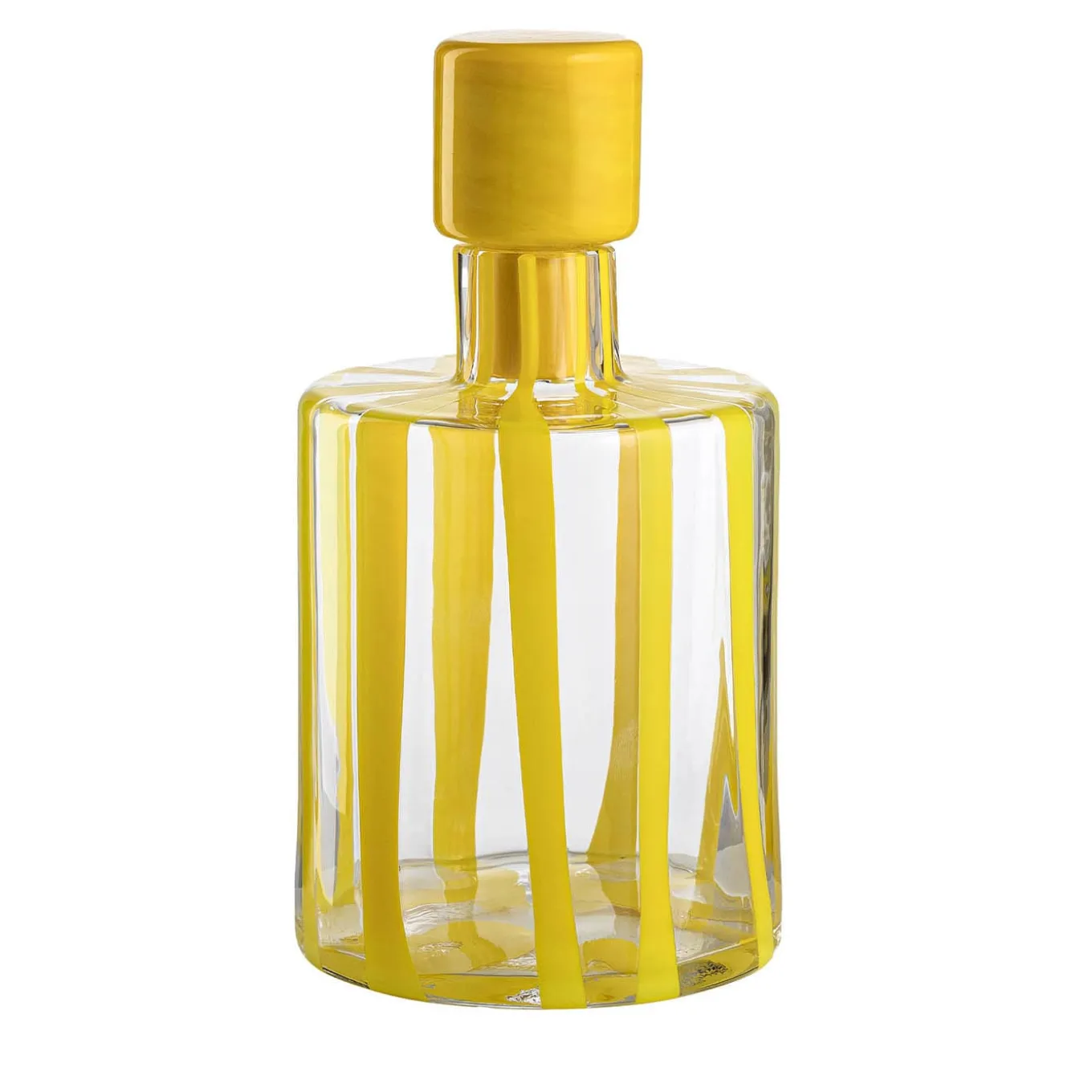 Cyrcus Striped Yellow & Transparent Murano Glass Bottle
