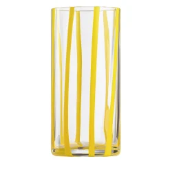 Cyrcus Striped Yellow and Transparent Murano Glass Highball Glass