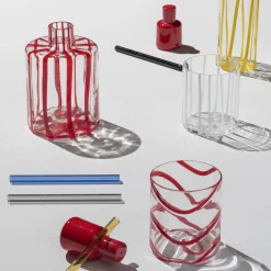 Cyrcus Striped Yellow and Transparent Murano Glass Highball Glass