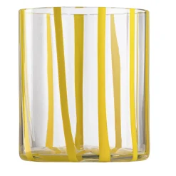 Cyrcus Striped Yellow and Transparent Murano Glass Tumbler Glass