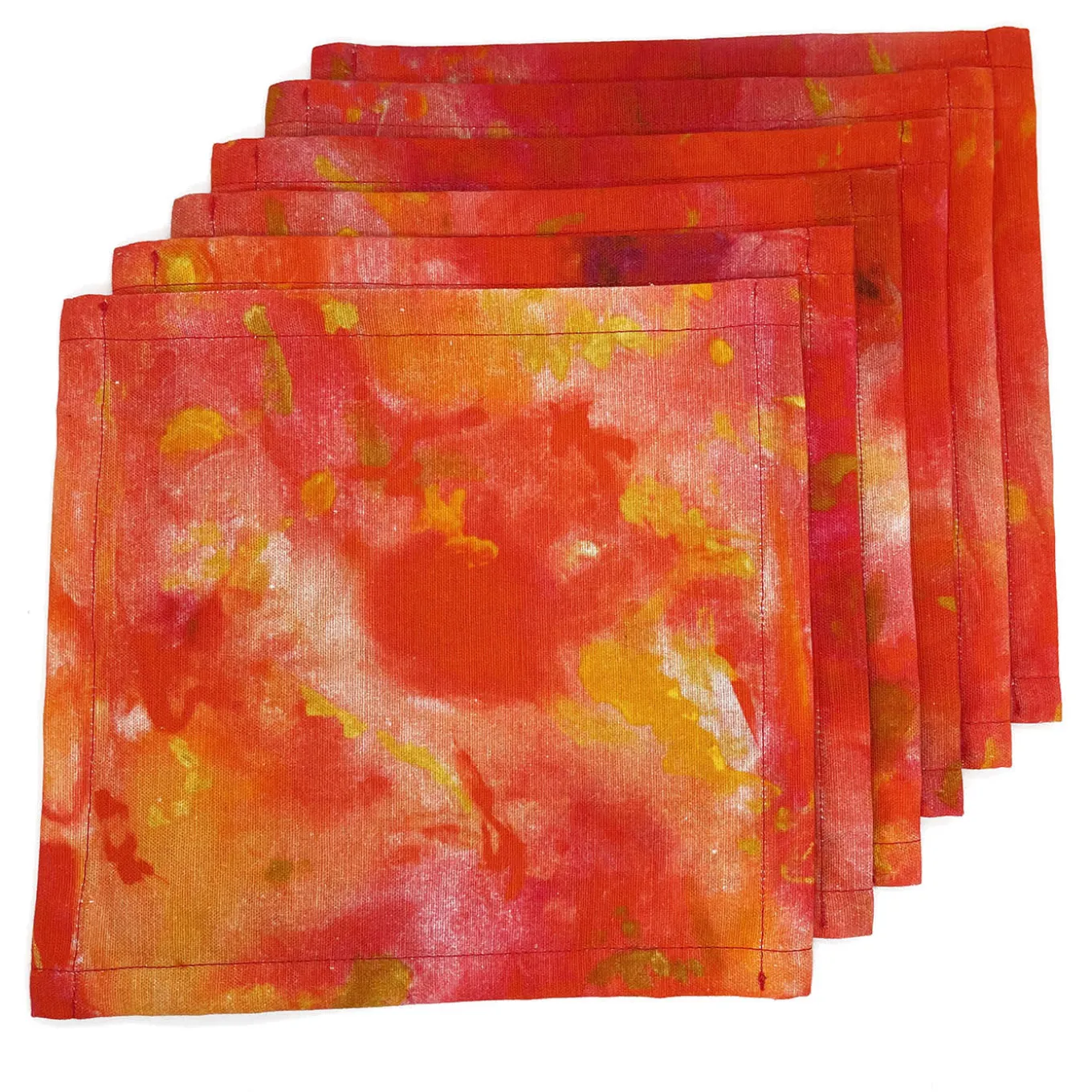 Dafne Set of 6 linen cotton cocktail red napkins