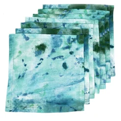 Dafne Set of 6 linen cotton cocktail light blue napkins