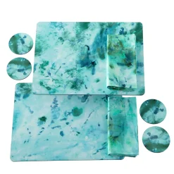 Dafne Set of 6 linen cotton cocktail light blue napkins