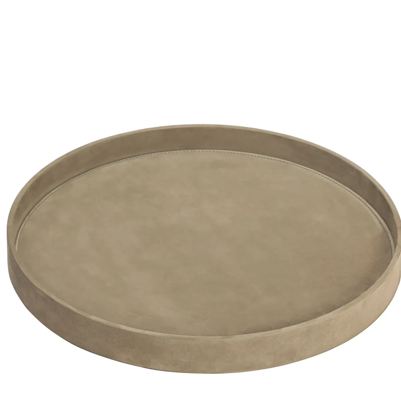 Dama Large Khaki Nabuk Leather Round Tray