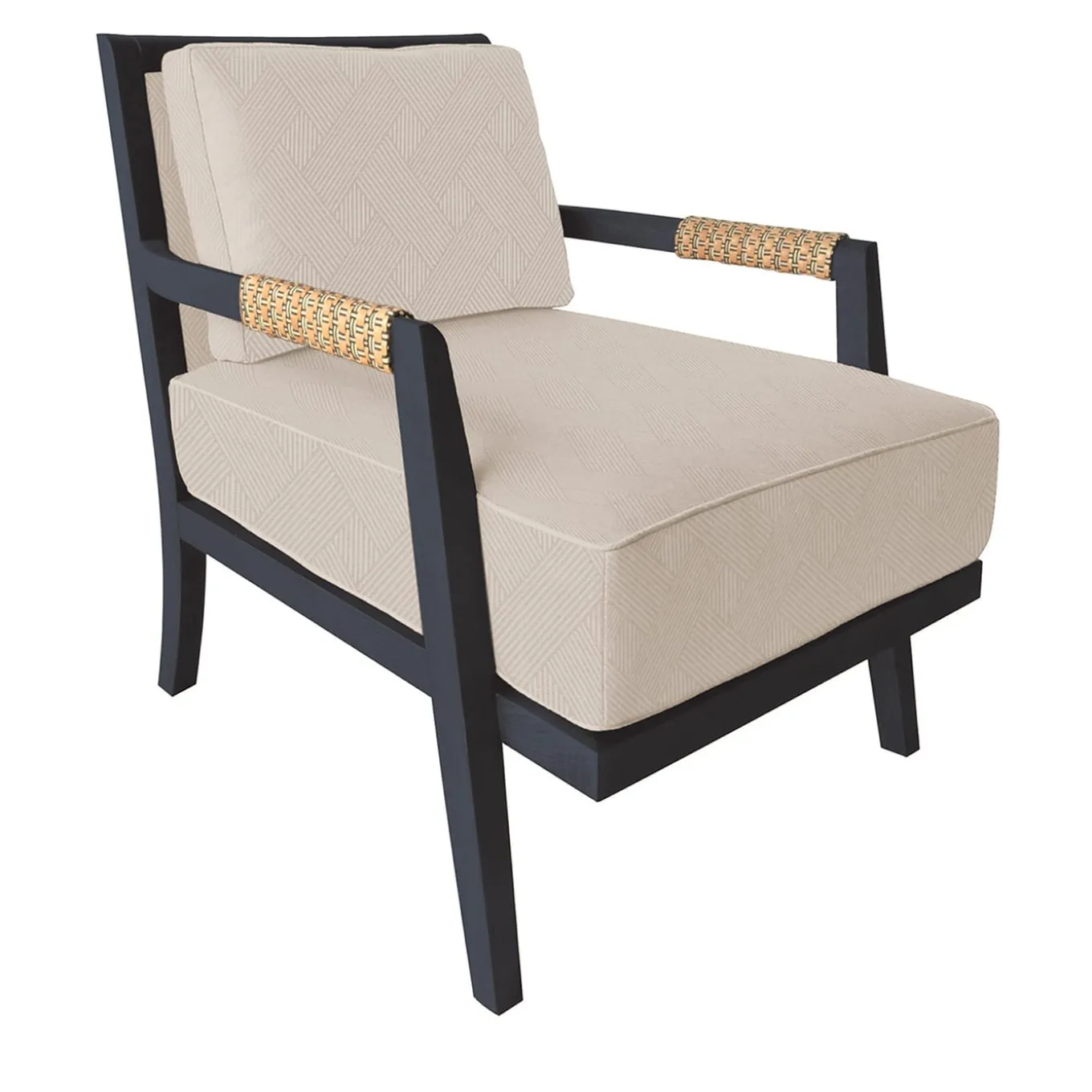 Dan beige leather and black ash wood Lounge Chair