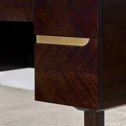 Dark Eucalyptus Writing Desk with Brass Handles