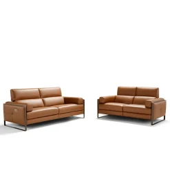 Daunia Brown Leather 3-Seater Sofa