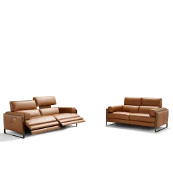 Daunia Brown Leather 3-Seater Sofa