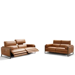 Daunia Brown Leather 3-Seater Sofa