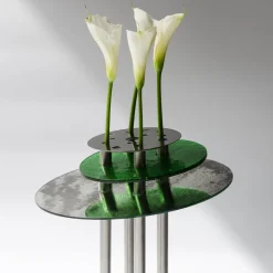 Dea Luna Glass and Steel Vase
