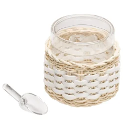 Deauville Leather & Rattan Glass Sugar Bowl