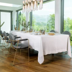 Decoro Embroidered White Tablecloth