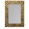 Deep Rectangular Grooved Bronze-Leaf Wooden Wall Mirror
