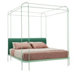 Dehors Mint-Green Iron Canopy Double Bed by Matteo Ragni