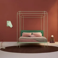 Dehors Mint-Green Iron Canopy Double Bed by Matteo Ragni
