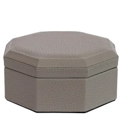 Del Monte Octagonal Luna Gray Wood & Leather Box