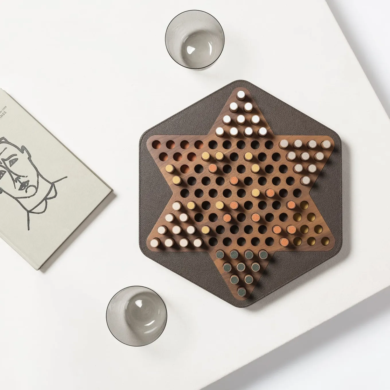 Delos Walnut Chinese Checkers
