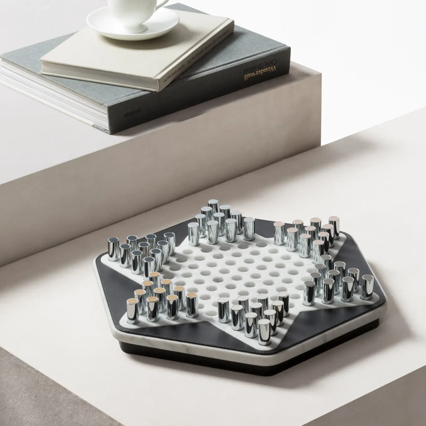 Delos White Marble Chinese Checkers