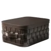 Demetra Brown Rectangular Short Basket with lid