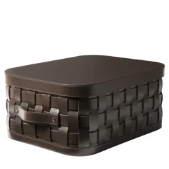 Demetra Brown Rectangular Short Basket with lid