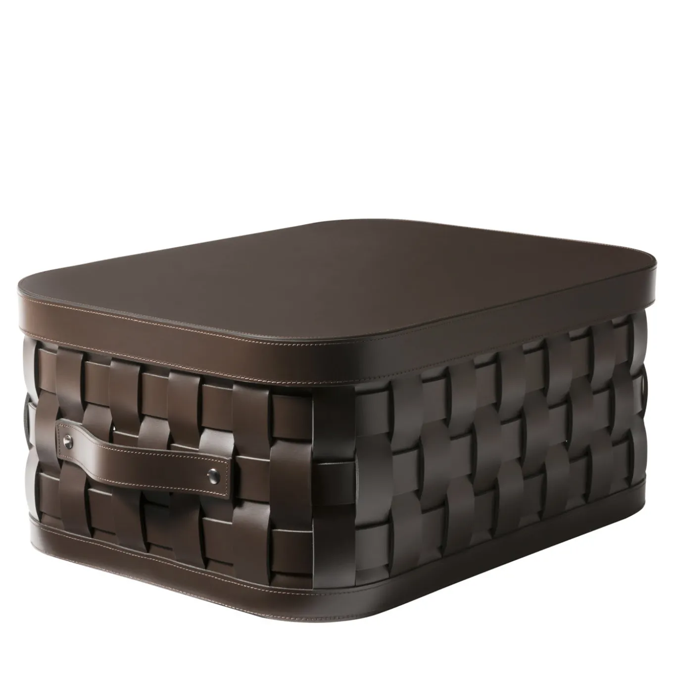 Demetra Brown Rectangular Short Basket with lid