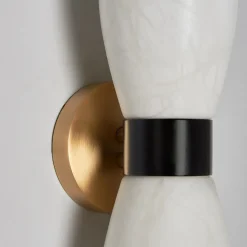 Demetra Wall Sconce in Satin French Gold, Mat Balck and Alabaster