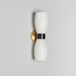 Demetra Wall Sconce in Satin French Gold, Mat Balck and Alabaster