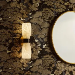 Demetra Wall Sconce in Satin French Gold, Mat Balck and Alabaster