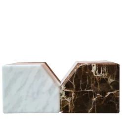 D-ENDS Set of 2 Bookends in Emperador Dark and Carrara Marble