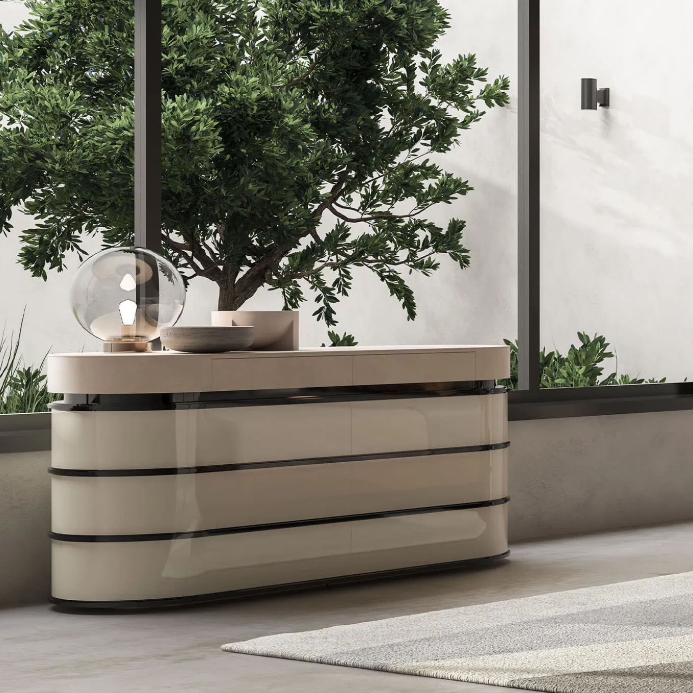 Derry Leather and wood dresser