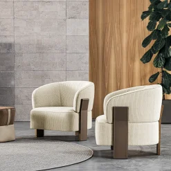 Diamante Glamour Beige Fabric Armchair Designed by Marco Piva