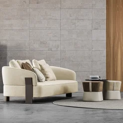 Diamante Glamour Beige Fabric Sofa Designed by Marco Piva