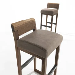 Dino walnut wood and utah leather Bar Stool