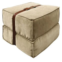 Docker Beige Velvet Pouf