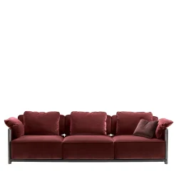 Dodo Burgundy Sofa by Stefano Giovannoni