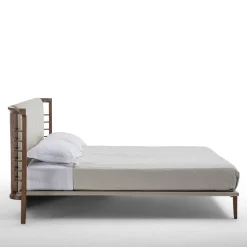 Dolfin Beige Leather & Wood Double Bed