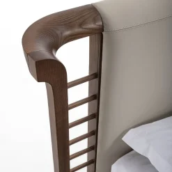 Dolfin Beige Leather & Wood Double Bed