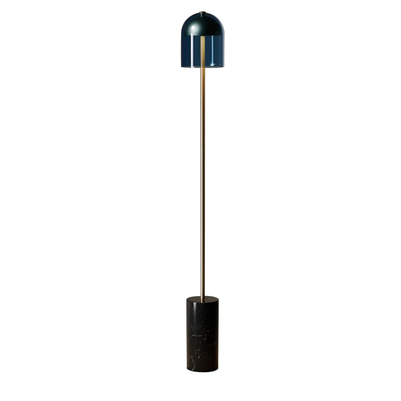 Doma Dark Burnished Brass and Blue Glass Floor Lamp