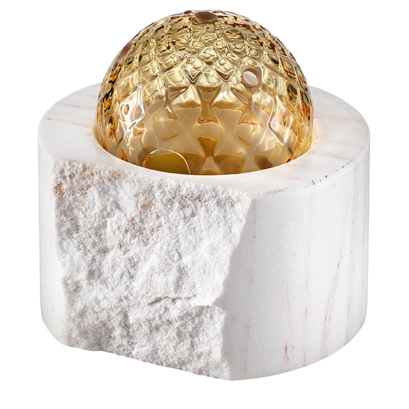 Dome Of Rock Gold Murano Glass &Palissandro Marble Incense Burner