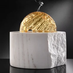 Dome Of Rock Gold Murano Glass &Palissandro Marble Incense Burner