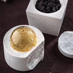 Dome Of Rock Gold Murano Glass &Palissandro Marble Incense Burner