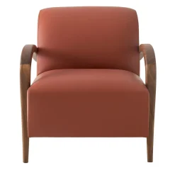Domino Cotto Leather & Walnut Armchair