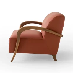 Domino Cotto Leather & Walnut Armchair