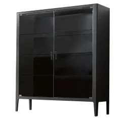 Domino 2-Door Anthracite Walnut Display Cabinet