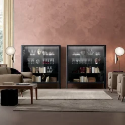 Domino 2-Door Anthracite Walnut Display Cabinet