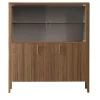 Domino 4-Door Glass & Canaletto Walnut Cabinet