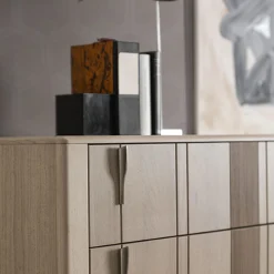 Domino 5-Drawer Beige Canaletto Walnut Chest of Drawers