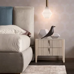 Domino 2-Drawer Beige Canaletto Walnut Nightstand